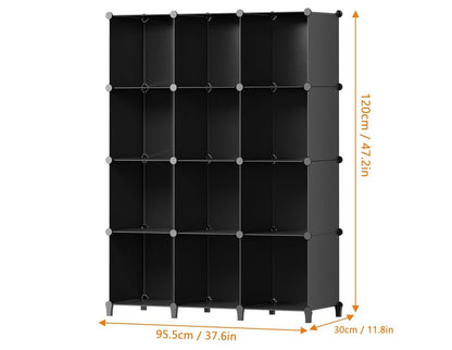 Closet Organizers and Storage, 12 Cube Storage Organizer, Portable Closet Organization Clothes Shelves for Kids, Closet, Bedroom, Bathroom, Office, Black