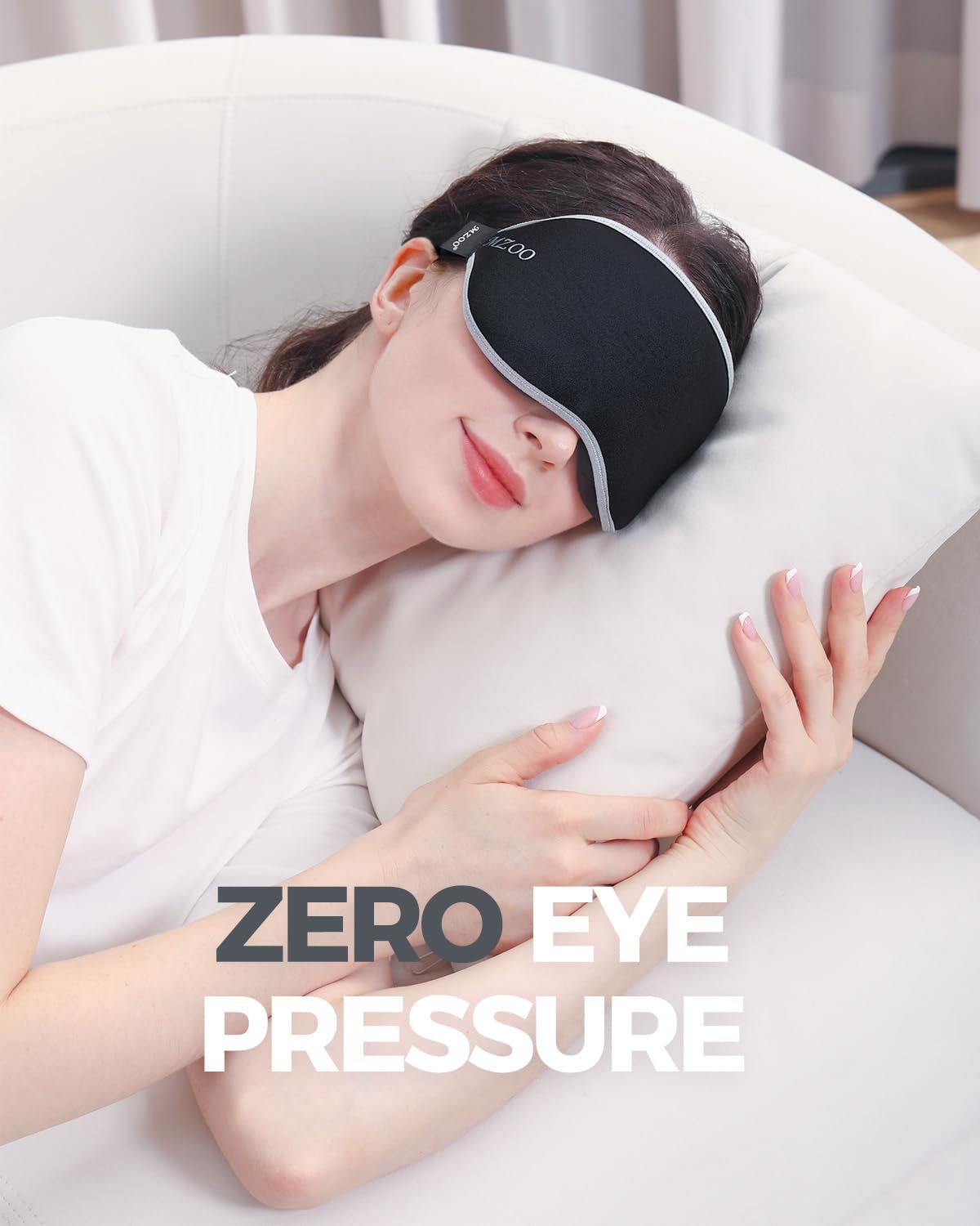 MZOO Luxury Sleep Eye Mask for Side Sleeper Men Women, Zero Eye Pressure 3D Sleeping Mask, Light Blocking Patented Design Night Blindfold, Soft Eye Shade Cover for Travel, Black
