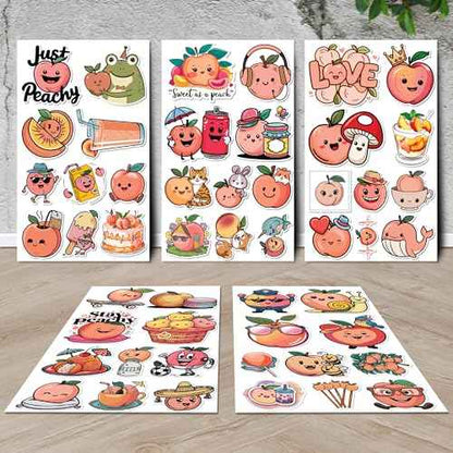 Peach Stickers 50 Pieces Vinyl Waterproof Decal for Laptop Water Bottle Phone Car Window Bike Motorcycle Stakeboard Scrapbook Peaches Sticker Gifts for Kid Teen Adult