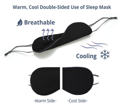 Sleeping Mask 2 Pack, Warm, Cool Double-Sided Use of Sleep Mask, Super Soft Blindfold with Adjustable Strap, Block Out Light, Comfort Sleep Eye Mask for Travel Meditation Nap
