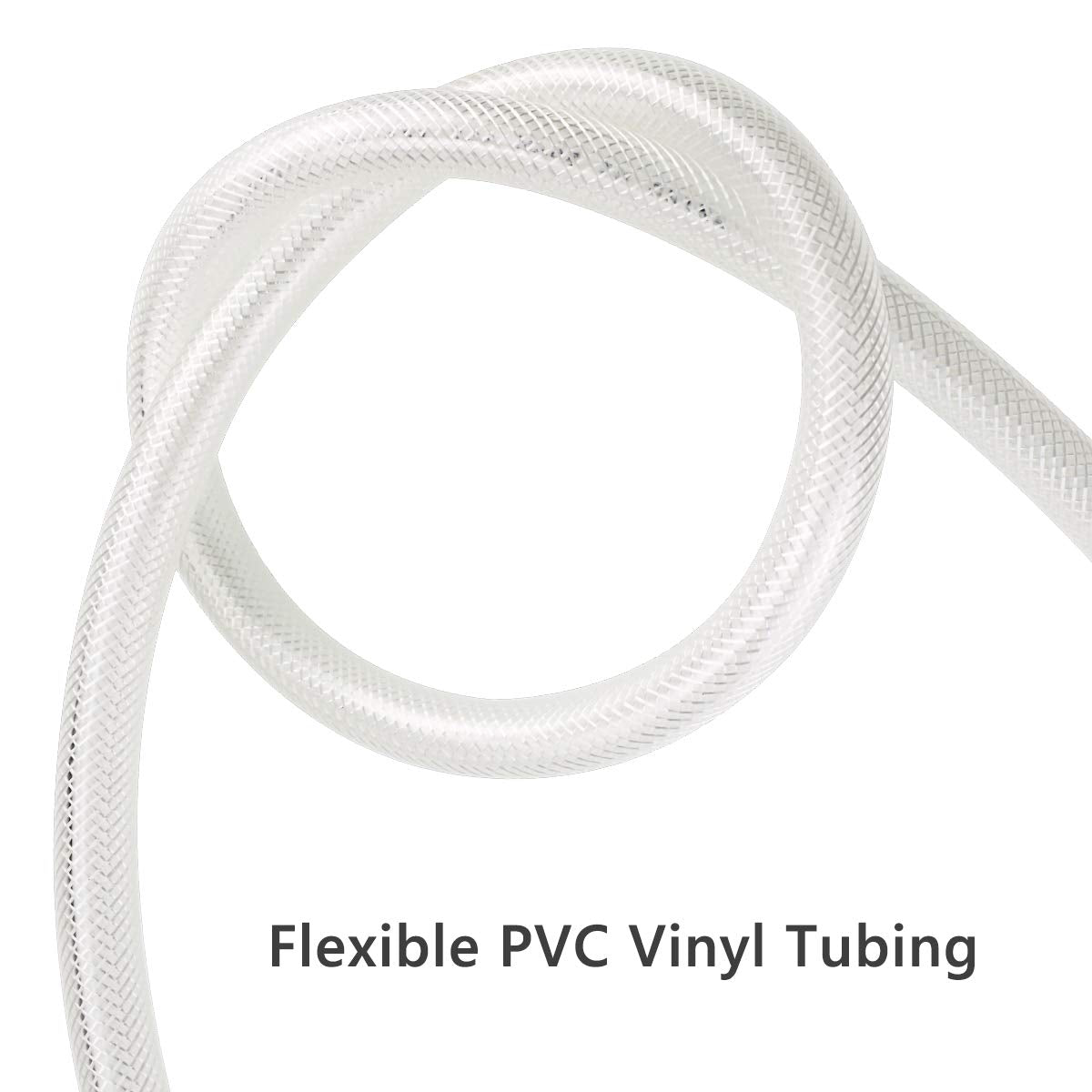 5/8" ID x 25 Ft High Pressure Braided Clear PVC Vinyl Tubing Flexible Vinyl Tube, Heavy Duty Reinforced Hose Tubing, BPA Free and Non Toxic