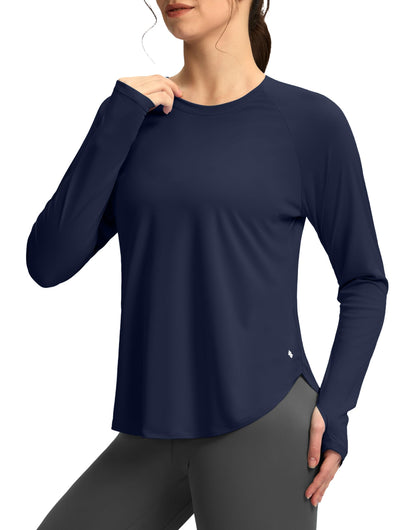 Soothfeel Womens Sun Shirts UPF 50+ UV Protection Lightweight Quick Dry Long Sleeve Workout Hiking Tops Outdoor, Navy, M