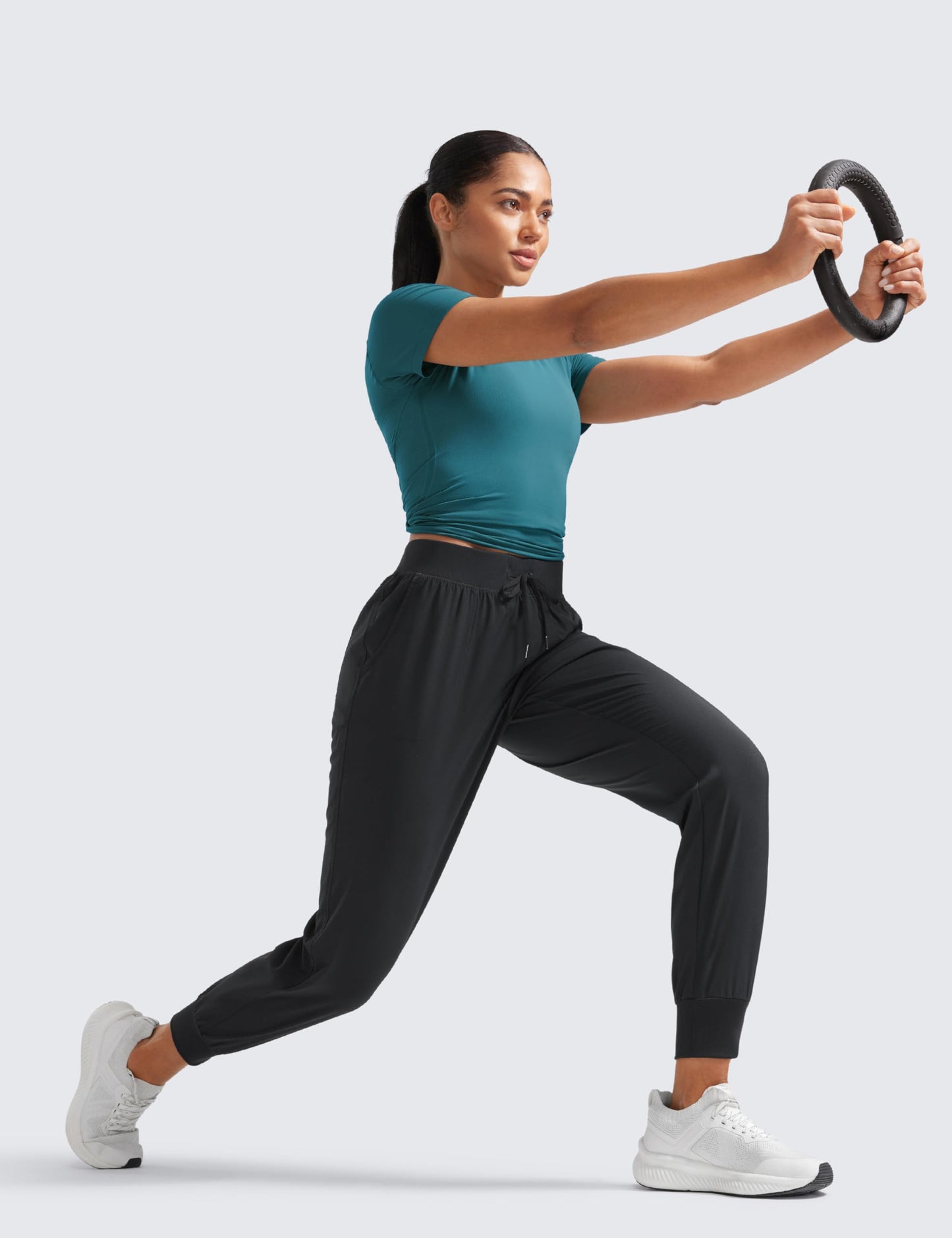 CRZ YOGA Lightweight Workout Joggers 27.5" Black Large