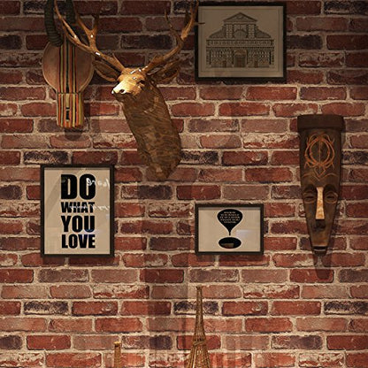 Okydoky Rustic Red Brick Peel and Stick Wallpaper, Self-Adhesive, Vinyl Waterproof, Vintage, No.57104-3
