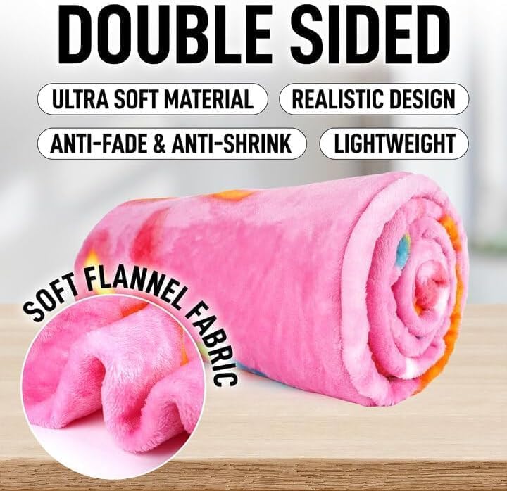 Zulay Giant Double Sided Glazed Donut with Gift Box Packaging - Novelty Blanket for Adults & Kids - Soft Flannel Round Glazed Donut Blanket for Indoors, Outdoors, Travel, Home, 285 GSM - 71 Inches