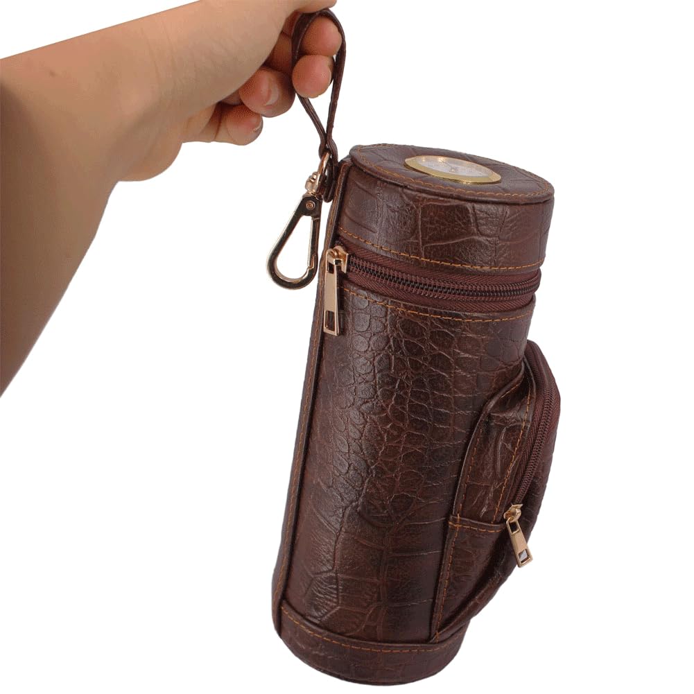 AMANCY Classy Cylindrical Hand Carry Cigar Case with Premium Cutter and Rest, Cedar Wood Lined Travel Cigar Holder Humidor kit with Built-In Hygrometer, Long Humidifier, and Dropper