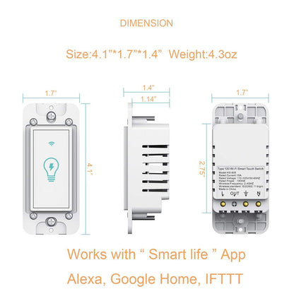 Smart Light Switch, Compatible with Alexa, Google Assistant, IFTTT, WiFi Light, Neutral Wire Required, Schedule Setting APP Remote Control, ETL, No Hub Required (Smart Switch 2pack)