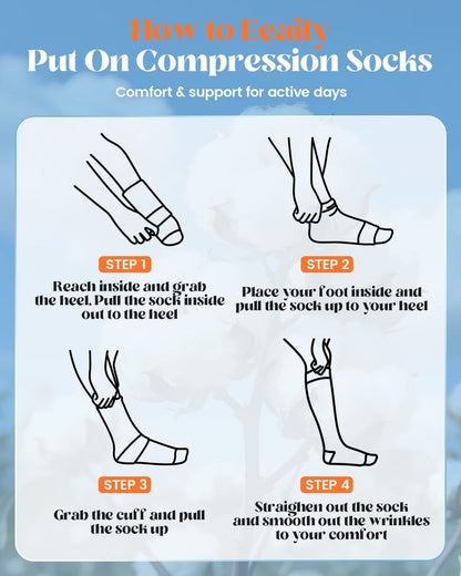 LEVSOX Cotton Compression Socks for Women Men 20-30 mmHg Knee High Cute Support Sock for Pregnancy Flying Nurses