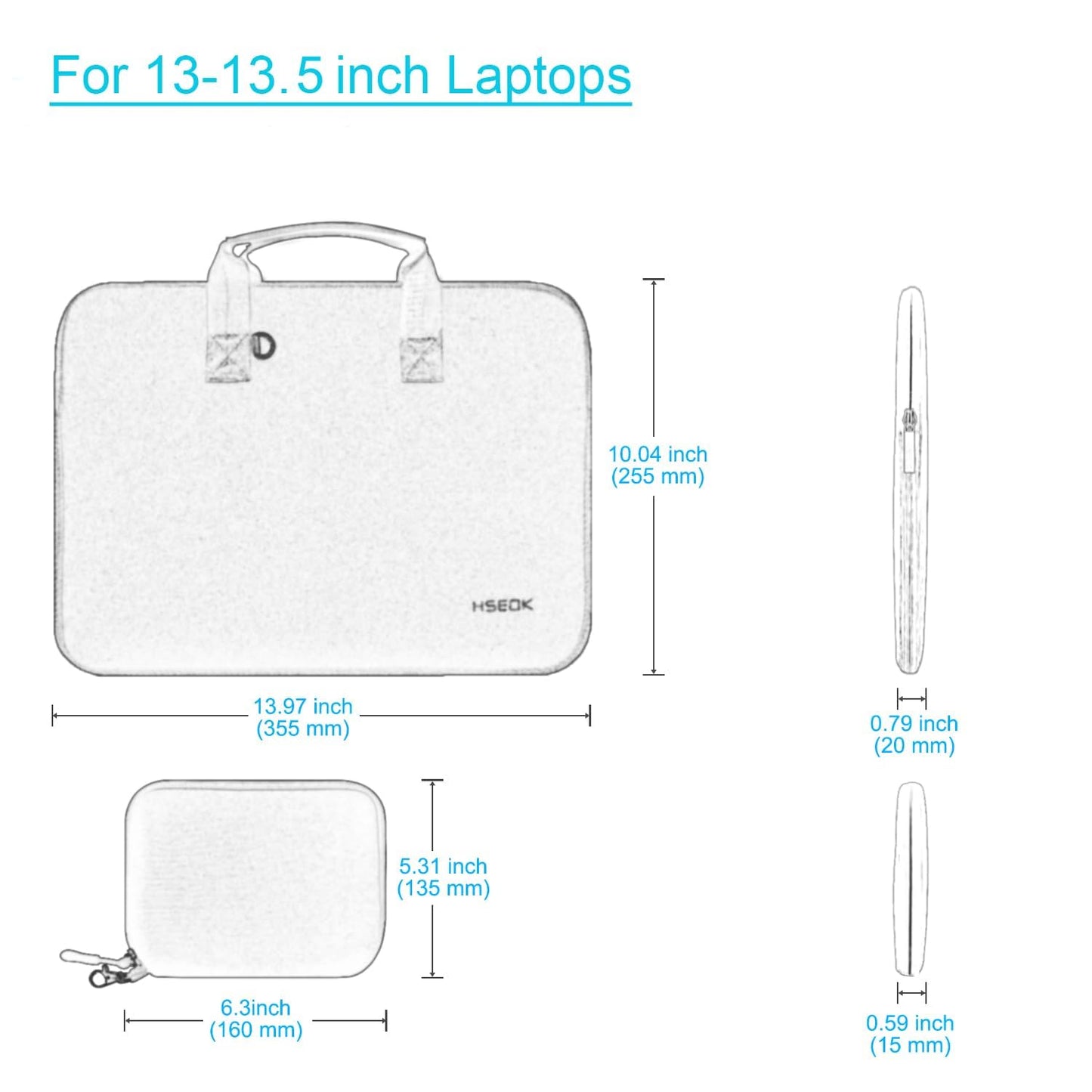 Hseok Laptop Sleeve 13.3-14 inch Case with Small Pouch, Neoprene Computer Bag Compatible with MacBook Neo/Pro 14 M5/M4/M3/M2/M1, Mac Air/Pro 13.3, XPS 14 and Most 13-14 inch Notebooks,S02B01