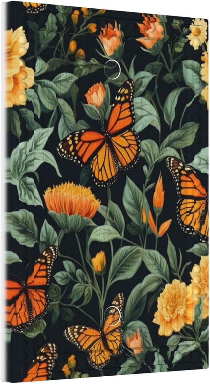 Butterflies Flower Garden Light Switch Covers No Device Wall Plate 1 Gang Decorative Blank Switchplate Electrical Faceplate for Country Living Bedroom Decor