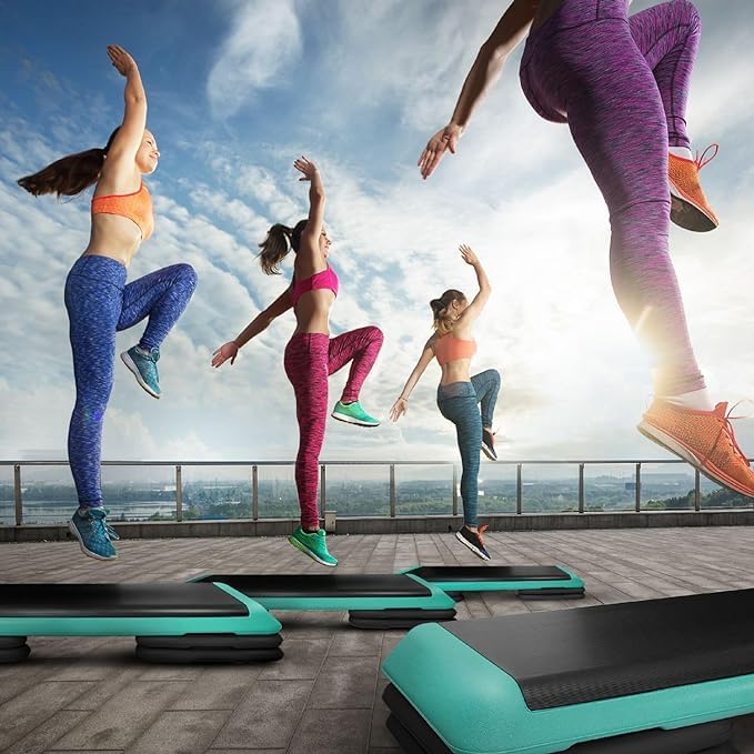 Yes4All Adjustable Workout Aerobic Exercise Step Platform Health Club Size with 4 Adjustable Risers Included and Extra Risers Options