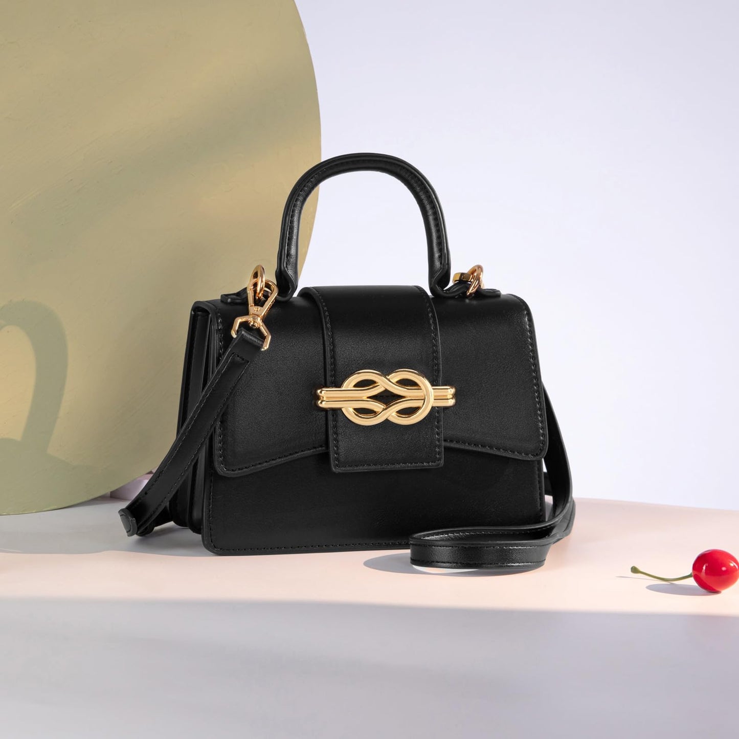 Milan Chiva Small Top Handle Purses for Women Mini Satchel Crossbody Bag Elegant Trendy Square Bag Designer Handbag MC-415BK
