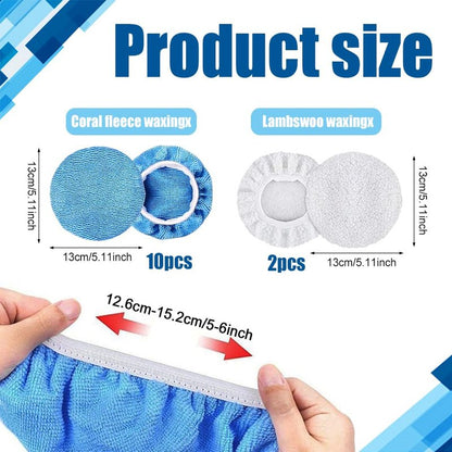 PACLVIO 12PCS Car Buffing Pads, 5-6 Inch Microfiber Polishing Pads, Car Wax Cover Kit for Car Waxing, Fine Polishing and Cleaning
