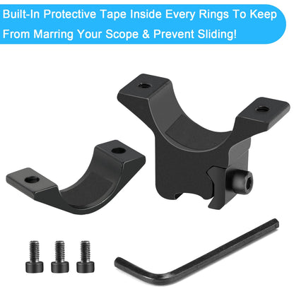 LONSEL 1'' Dovetail Scope Rings, 2 Pack High Profile or Medium Profile 1 Inch Scope Mount Rings for 11mm Dovetail Rails (Single Screw - Low Profile - 2 Pcs)