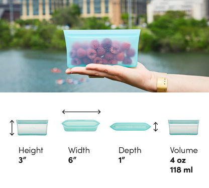 Zip Top Reusable Food Storage Bags | Medium Dish [Frost] | Silicone Meal Prep Container | Microwave, Dishwasher and Freezer Safe | Made in the USA