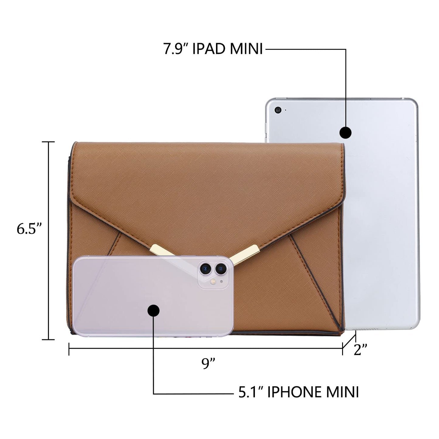 KKXIU Women Elegant Faux Leather Evening Envelope Clutch Purse Foldover Bags for Party Wedding Prom (A-Brown)