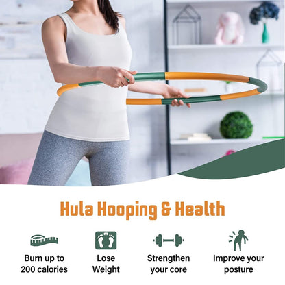 Ryno Tuff 2lb Weighted Hula Hoop for Adults with Thick Foam Padding, Bag & Jump Rope - 8 Section Weighted Fitness Hoop - Exercise Equipment for Home Gym Workouts to Burn Calories & Strengthen Muscles