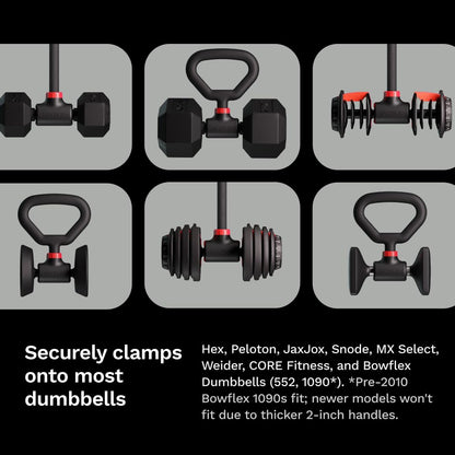 Jayflex Hyperbell Dumbbell Converter - Convert Dumbbells to Barbell Set and Kettlebell for Home Fitness - Adjustable & Up to 200 lb Capacity Weight Barbell for Weight Lifting