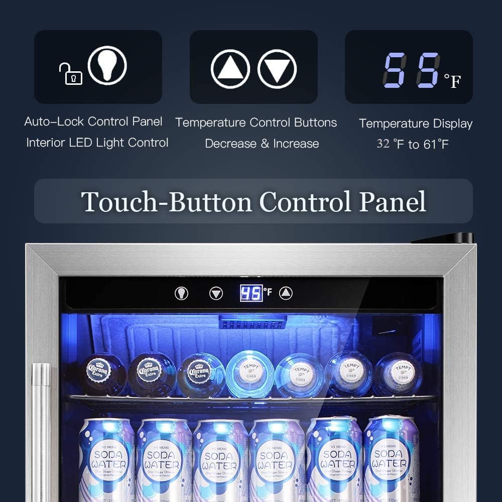 Antarctic Star Beverage Refrigerator Cooler - 145 Can Mini Fridge Glass Door for Soda Beer or Wine, Clear Front Door for Home Office or Bar, 4.4Cu.Ft