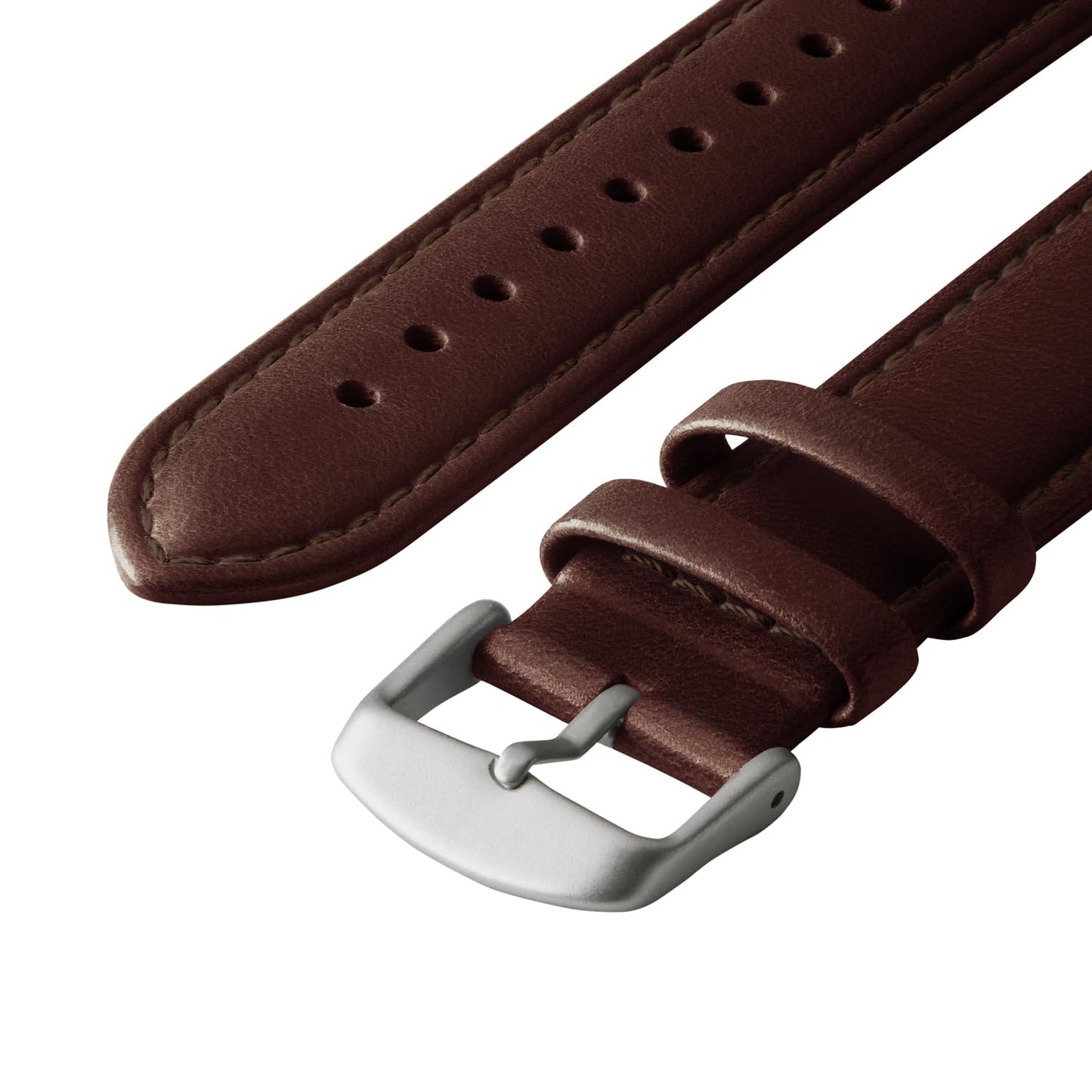 Archer Watch Straps - Top Grain Leather Straps for Apple Watch (Dark Chestnut/Matched Thread, Matte Silver Hardware, 44/45/46/49mm)