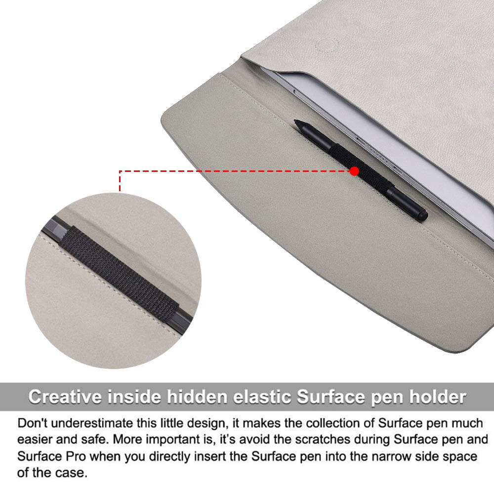 xisiciao, Surface Pro 11th/10/9/8/7/6/5/4/Pro X Sleeve case, for Microsoft 12-12.3-13 Inch Tablet Waterproof Ultrathin Carrying Cover with Small Bag (Palladium)