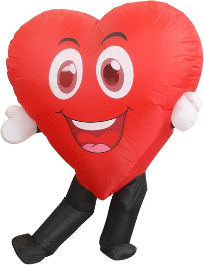 Red Love Heart Inflatable Costume,Fun Air blow up Mascot Suit Halloween Inflatables Costumes Fancy Dress Cosplay
