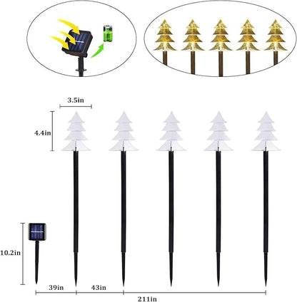 Christmas Solar Pathway Lights, Solar Tree Lights with Stake Landscape Lights Outdoor Waterproof Christmas Decorative Lights for Garden Yard Lawn Patio Walkway, 10 Pack