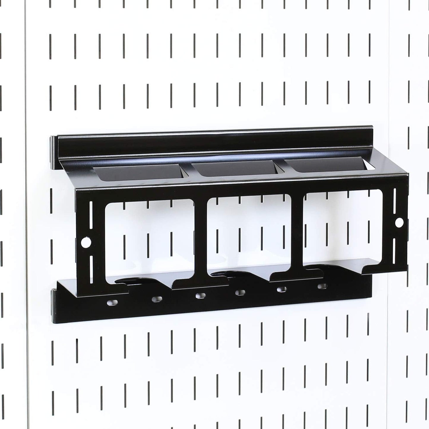 Wall Control Drill Holder Power Tool Storage Rack - Compact Impact Drill Battery Power Tool Pegboard Organizer Pegboard (Black)