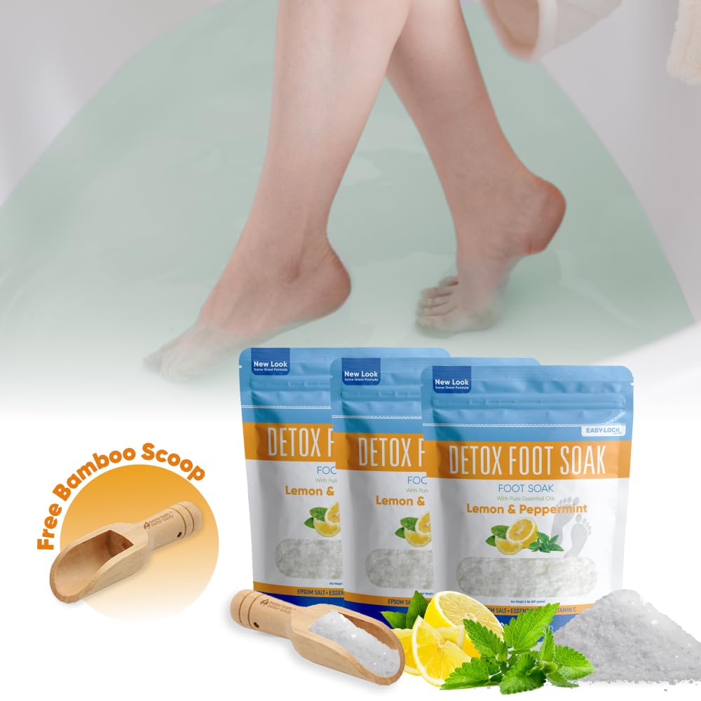 Detox Foot Soak (2 LBs) Epsom Salt Foot Soak with Lemon & Peppermint Essential Oils