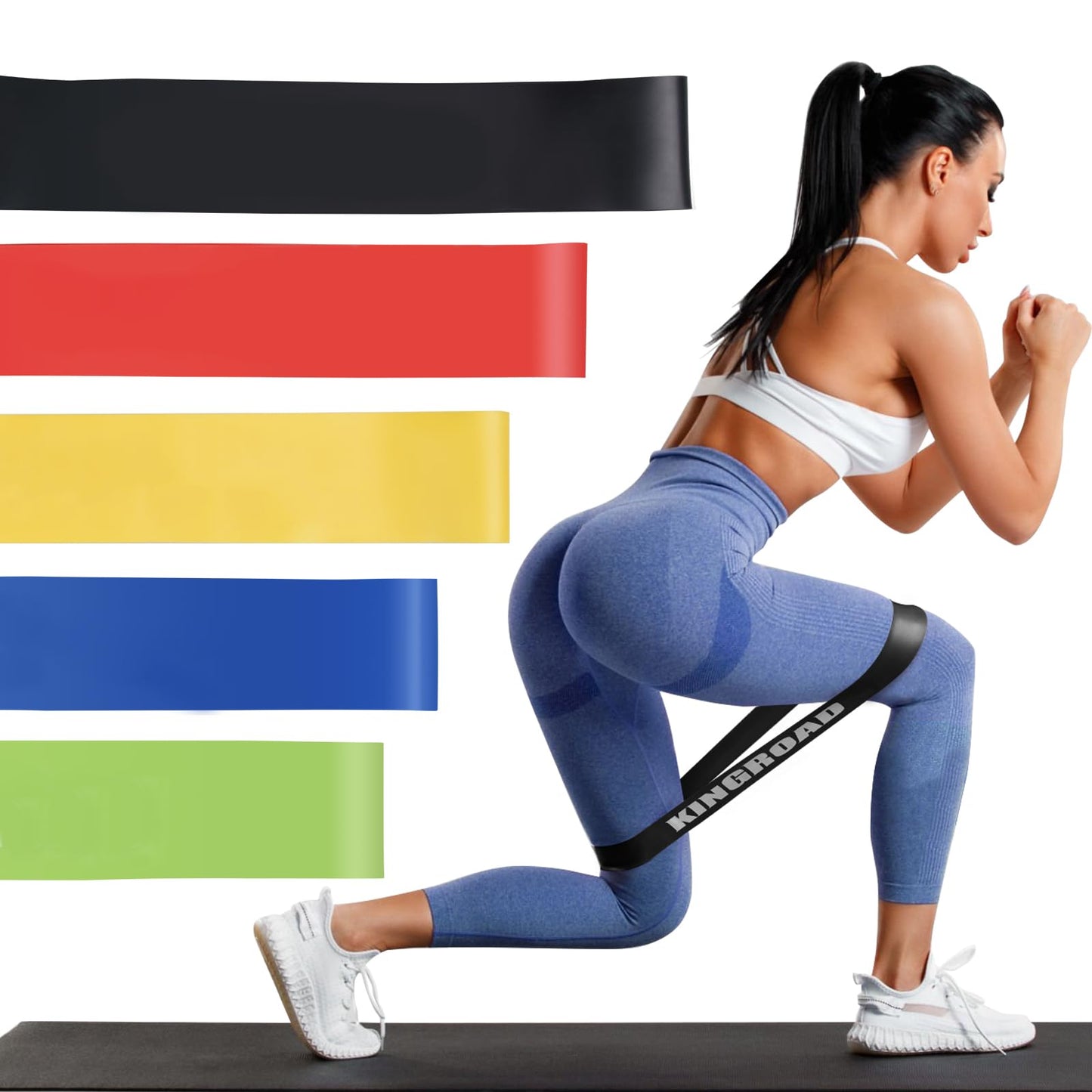 Resistance Band Pull Up Assistance Bands,Set of 5 Resistance Heavy Duty Exercise Stretch Fitness Bands for Stretching Power Lifting Workout Training with Instruction Guide