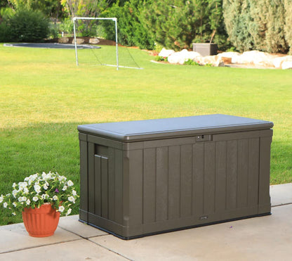Lifetime 60089 Deck Storage Box, 116 gallon, brown