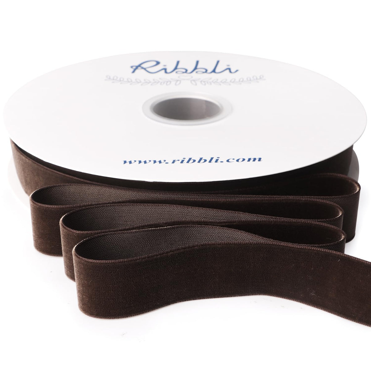 Ribbli Brown Velvet Ribbon 1 Inches Continuous 25 Yard Spool Brown Christmas Ribbon for Gift Wrapping Crafts Home Decor