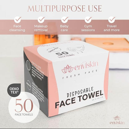 50 Disposable Face Towels Plant-Based Makeup Remover Wipes