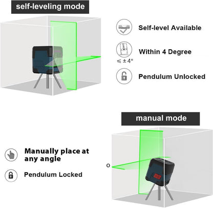 Laser Level, RockSeed Cross Line Laser with Self-Leveling, Vertical and Horizontal Line, Rotatable 360 Degree, Carrying Pouch, Battery Included(Green)