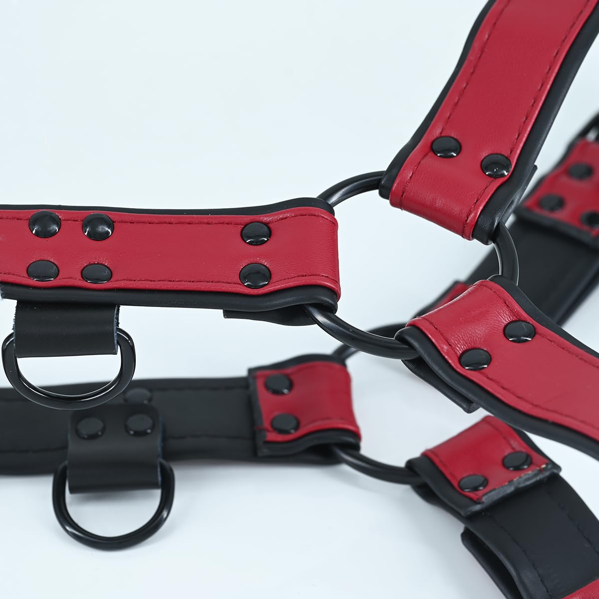 ZZRBVFH Men's Adjustable PU Leather Chest Harness - Fashion Body Shoulder Straps with Buckles for Clubwear Party Outfits (Red)