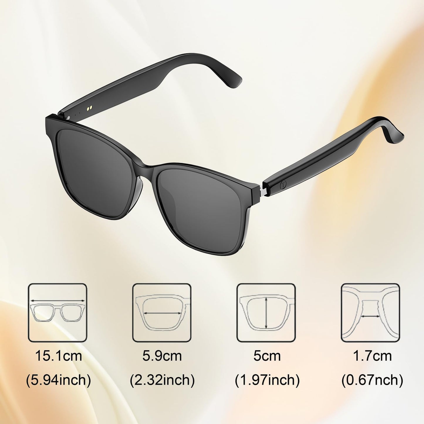 AI Smart Glasses, Bluetooth 5.4 Translation Glasses with 144 Language & Accents, Blue Light Filtering Lenses, Multifunctional Smart Glasses for Men Women, Travel Meeting Trade Business HY-C8 White