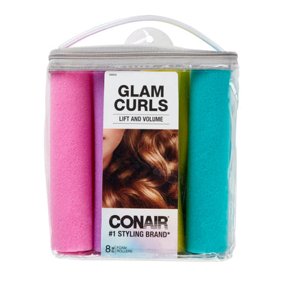 Conair Foam Hair Rollers - Heatless hair curlers - Foam Rollers - Heatless Hair rollers in Large - Pink - 9 Count w/storage case