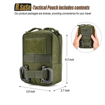 4 Pack Tactical Pouches, Molle Pouches for Backpacks, Molle Water Bottle Pouch, Backpack Attachments (Green)