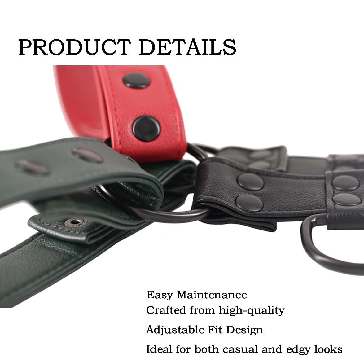 Harness for Men Adjustable Body Chest Harness Belt Clubwear for Halloween Christmas (Red)