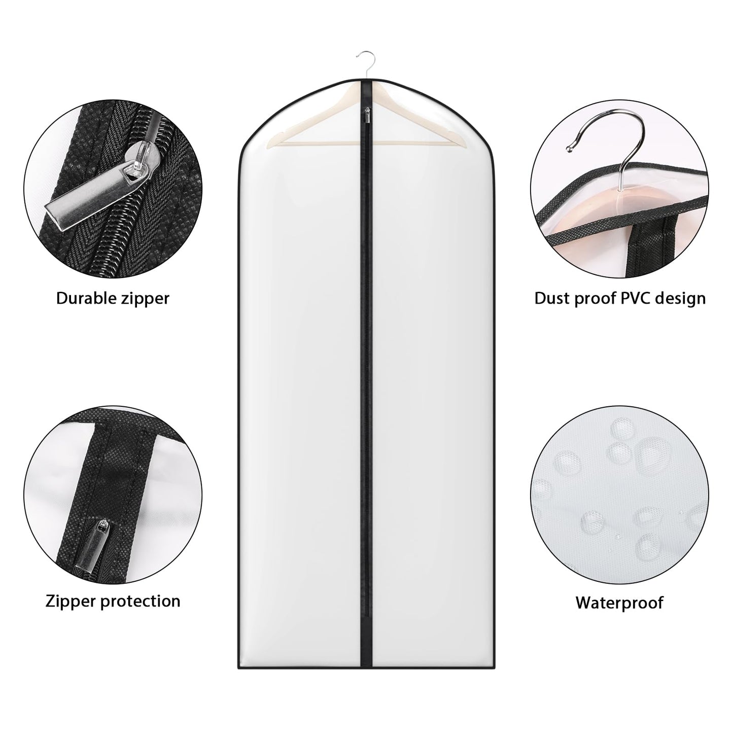 Zilink 54" Coat Bags for Storage Dust Proof Hanging Garment Bag for Closet Dress Cover for Closet Storage with Full Zipper for Fur Coat Leather Jacket Dress Closet Storage, Set of 10