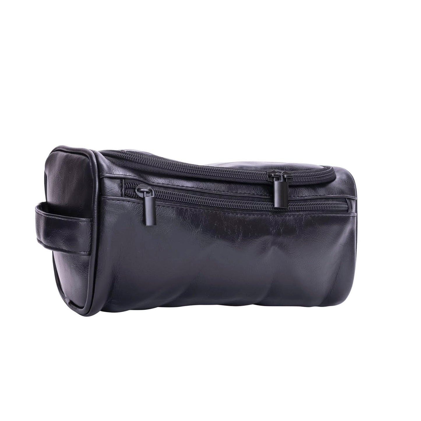 Mad Man Men's Travel Dopp Kit Black Faux Leather Toiletry Bag with Multiple Pockets - Water-Resistant Shaving & Grooming Organizer - (10" x 5.5" x 6")