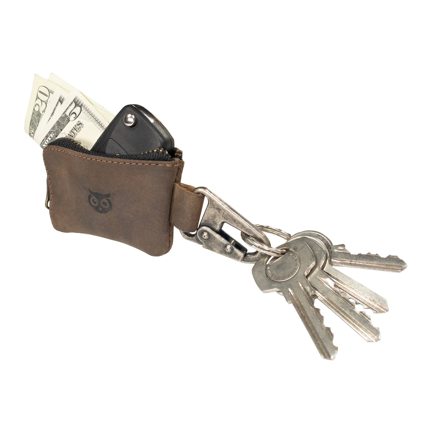 Hide & Drink, Car Key Holder & Coin Purse for Belt Loop Handmade from Full Grain Leather - Bourbon Brown