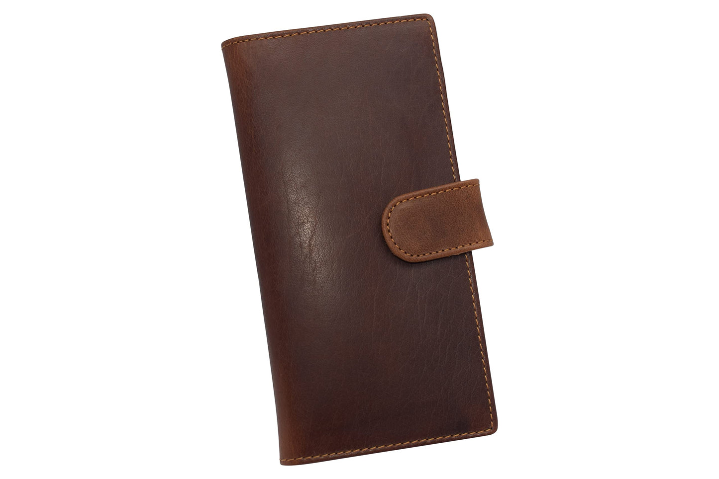 Marshal Genuine Leather Basic Checkbook Holder with Snap Closure (Buffalo Leather Tan)