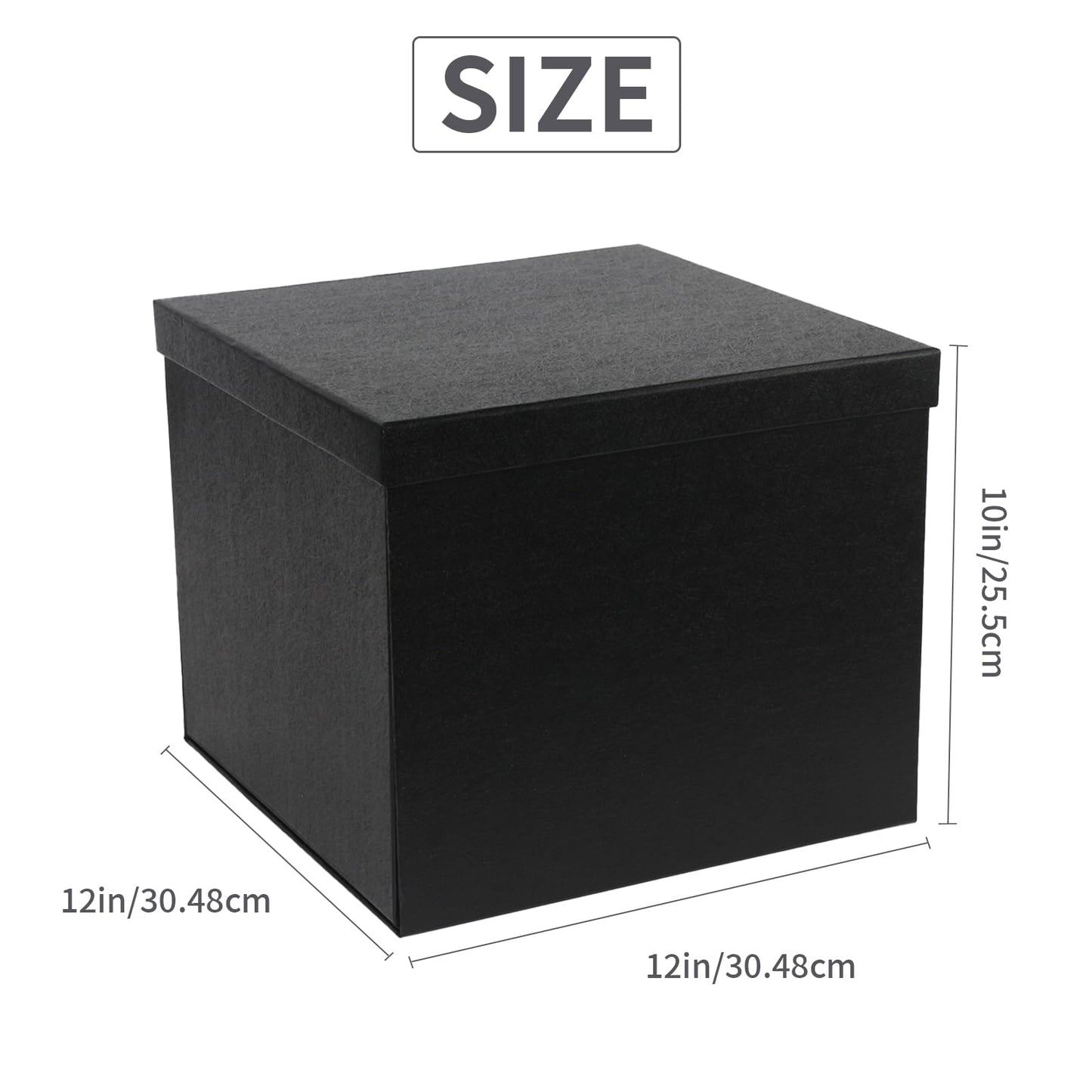 YINUOYOUJIA Large Gift Box 12x12x10 Inches,Black Boxes for presents with Ribbon,Card,Shredded Paper for Birthday,Valentine's Day,Mother's Day,Christmas,Anniversaries.