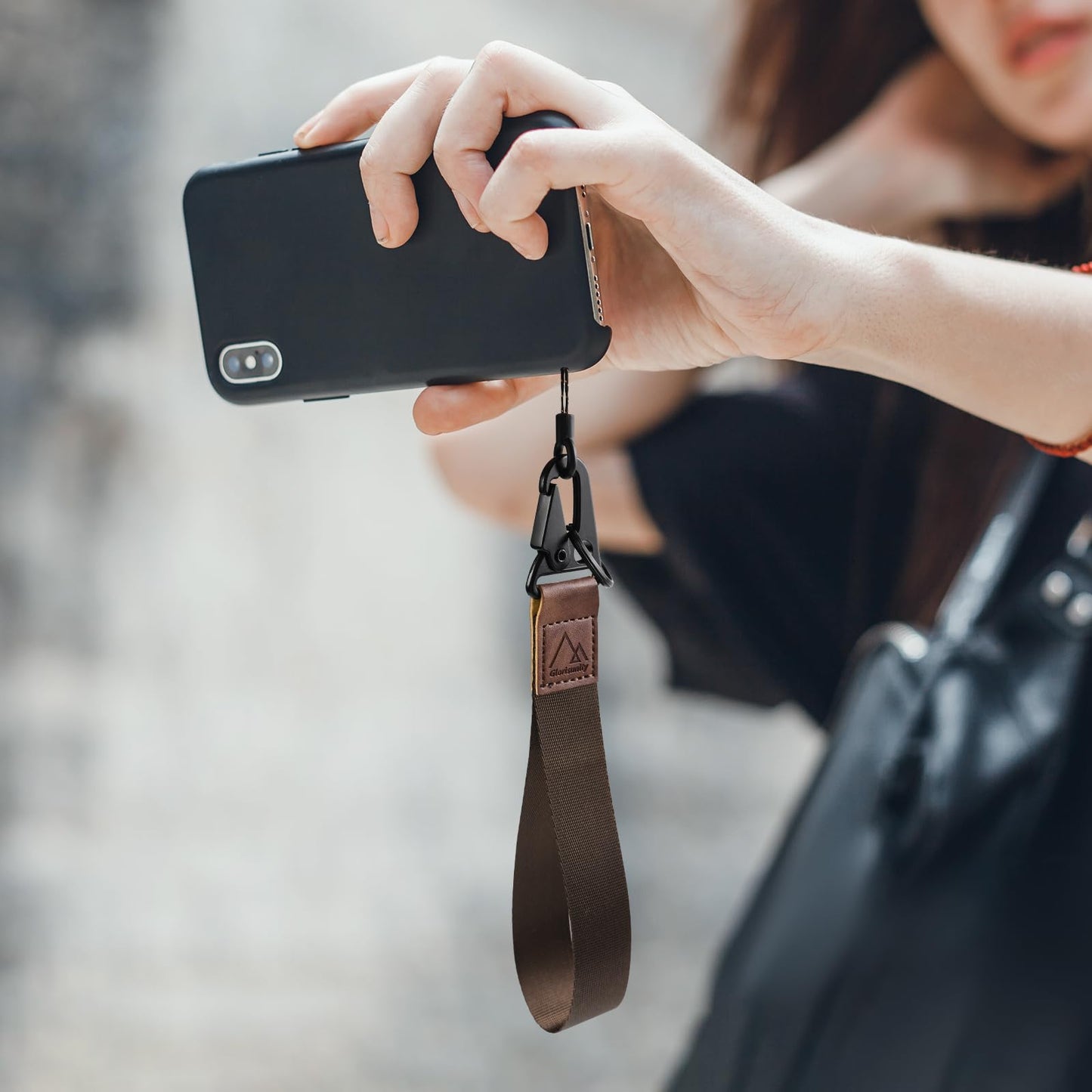 Glorisunity Hand Wrist Lanyard Key Chain Holder, Wristlet Strap for Key for Women & Men, Lanyard for Car Key (2 Piece) (Black)