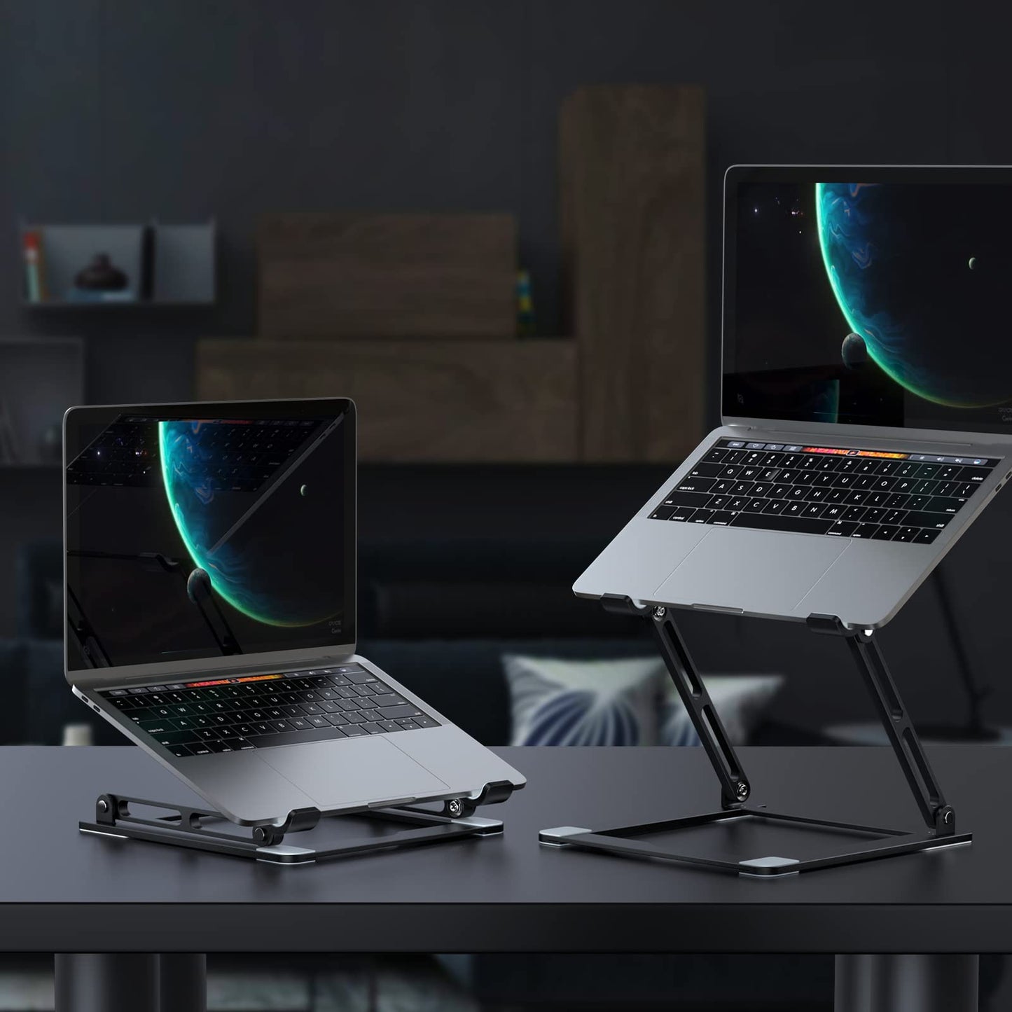 Laptop Stand for Desk - Adjustable Laptop Holder, Portable Laptop Riser with Multi-Angle Height Adjustable Computer Stand for MacBook Air/Pro and More Notebooks 10-17.3" - Grey