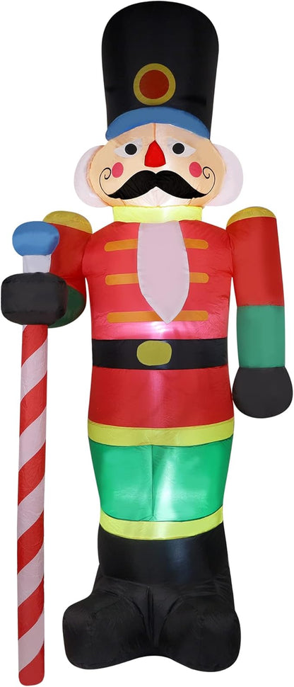 yofit 8 FT Christmas Inflatable Nutcracker Soldier Outdoor Decorations, Blow Up Decorations Santa Soldier with LED Lights for Yard Lawn Garden Holiday Party