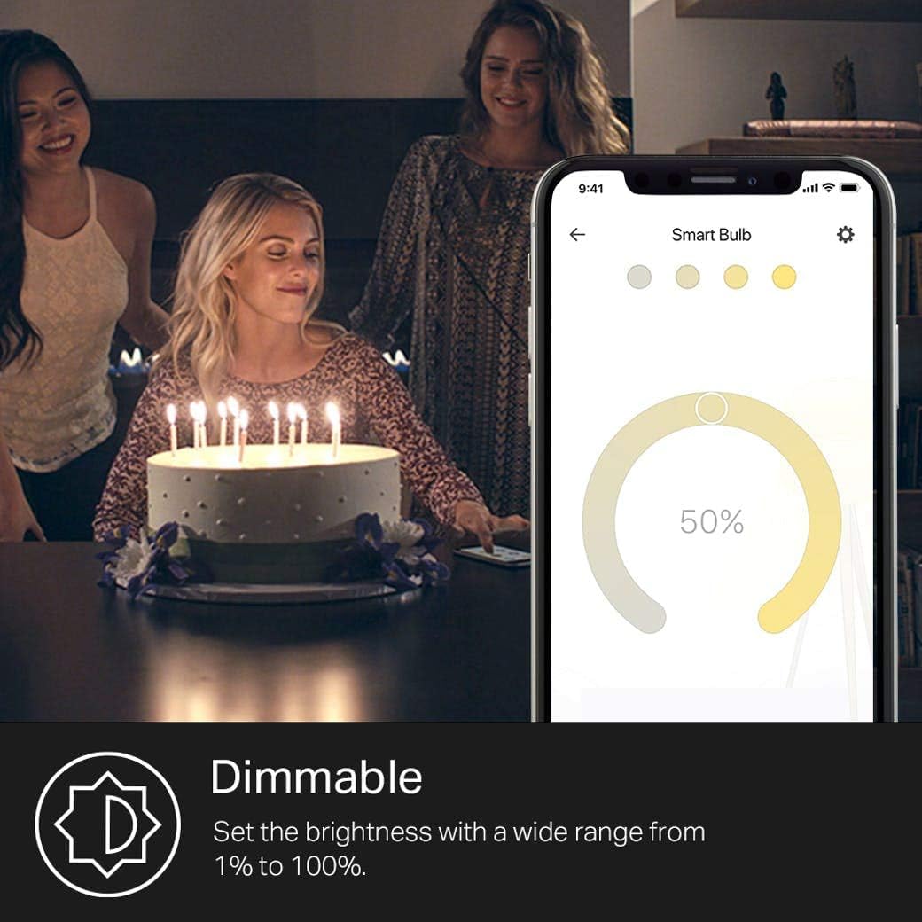 Kasa Smart Light Bulb KL110, LED Wi-Fi smart bulb works with Alexa and Google Home, A19 Dimmable, 2.4Ghz, No Hub Required, 800LM Soft White (2700K), 9W (60W Equivalent)