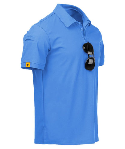 ZITY Mens Polo Shirt Short Sleeve Sports Tactical T-Shirt Athletic Golf Polos Daily Casual Stylish Collared Shirts for Men Lightblue Medium