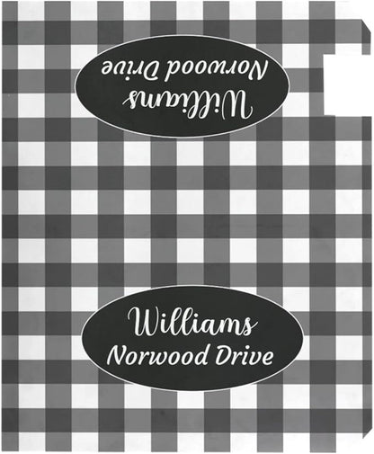 Kcldeci Custom Address Mailbox Covers Magnetic - Personalized Mailbox Magnet Decor Black Plaid Standard Size 21x18